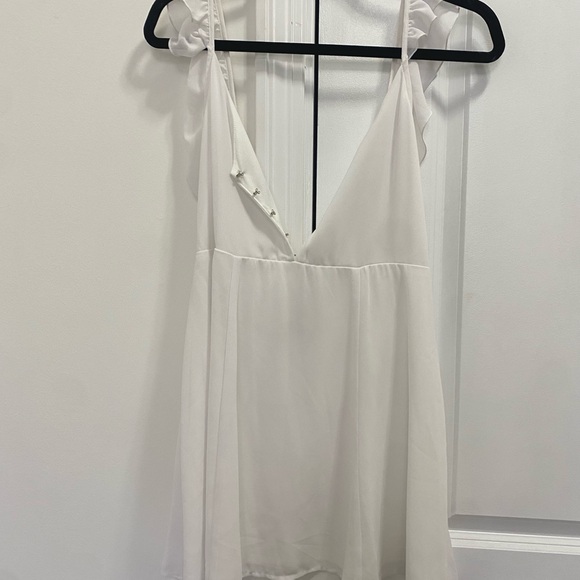 Show Me Your Mumu Ivory White Flutter Low Back Mini Dress - Picture 4 of 7